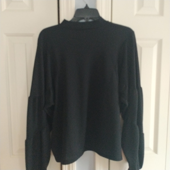 Zara Black Mock turtleneck Oversized Crop Top S - Picture 6 of 13